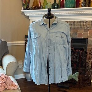 Torrid Light Blue Button-Up Shirt